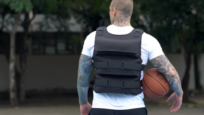 Back view of the vest on an athlete
