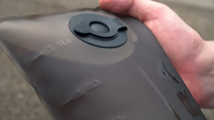 Water sleeve with lb and kg fill lines