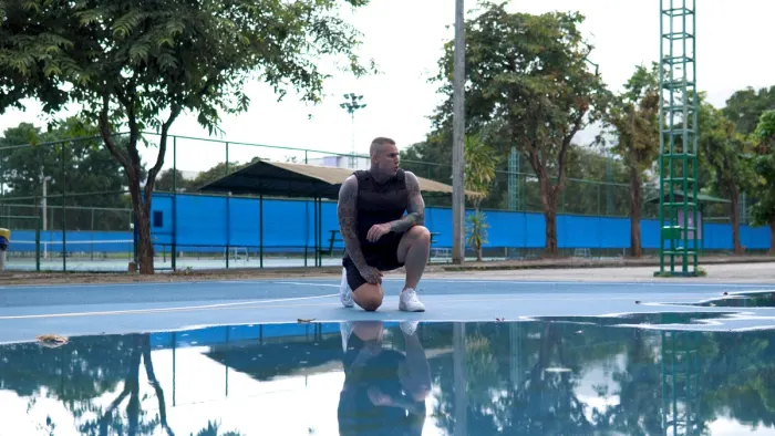 Athlete training on the court