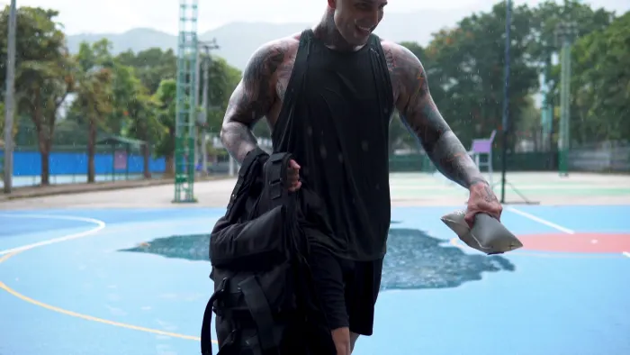 Training on the court in the vest